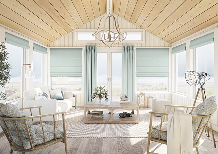 Soft Chevron, Blue Glacier - Motorised Roman Blind - Image 8